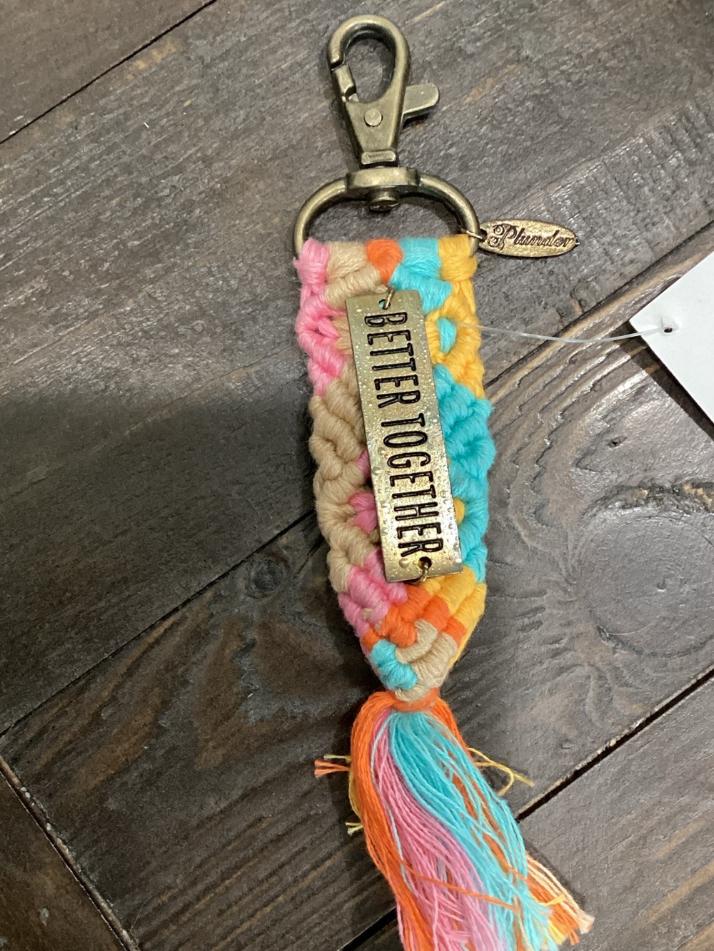 Plunder‎ Multicolor Pastel Macramé Keychain with 'Better Together' Charm